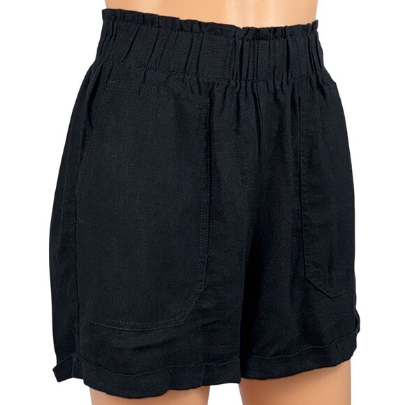 Briggs Womens Medium Black Linen Blend Shorts Casual Summer New With Tags - Picture 1 of 9
